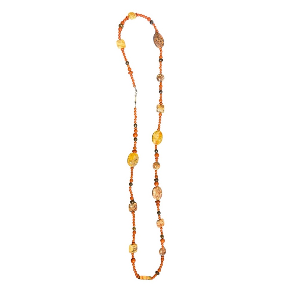 Elegant Gold and Orange Beaded Necklace